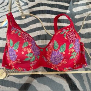 Cacique red floral bra 44DD